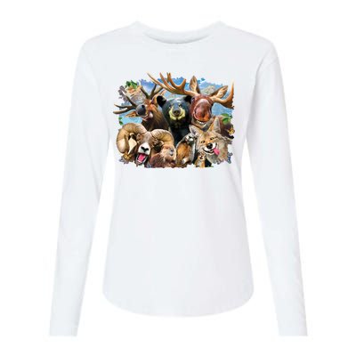 Selfie - Rocky Mountain Animals Womens Cotton Relaxed Long Sleeve T-Shirt