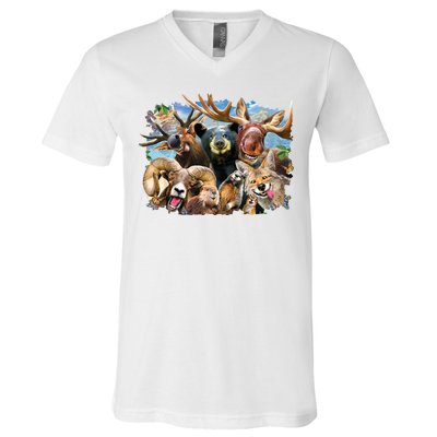 Selfie - Rocky Mountain Animals V-Neck T-Shirt