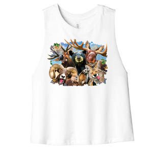 Selfie - Rocky Mountain Animals Women's Racerback Cropped Tank