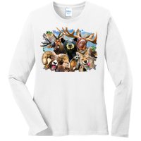 Selfie - Rocky Mountain Animals Ladies Long Sleeve Shirt