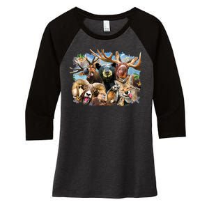 Selfie - Rocky Mountain Animals Women's Tri-Blend 3/4-Sleeve Raglan Shirt