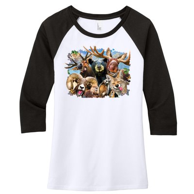 Selfie - Rocky Mountain Animals Women's Tri-Blend 3/4-Sleeve Raglan Shirt