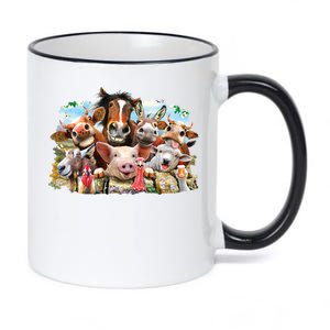 Selfie Farm Animals Funny  11oz Black Color Changing Mug