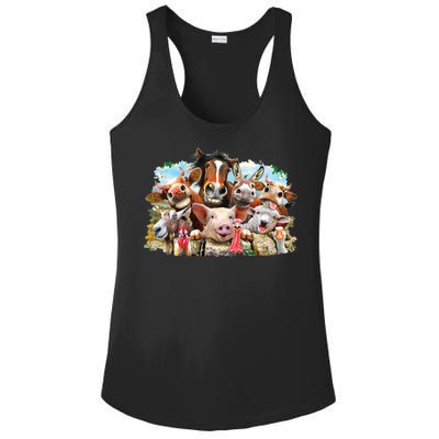 Selfie Farm Animals Funny  Ladies PosiCharge Competitor Racerback Tank