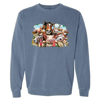 Selfie Farm Animals Funny  Garment-Dyed Sweatshirt