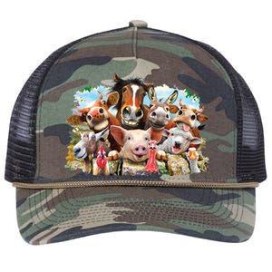 Selfie Farm Animals Funny  Retro Rope Trucker Hat Cap