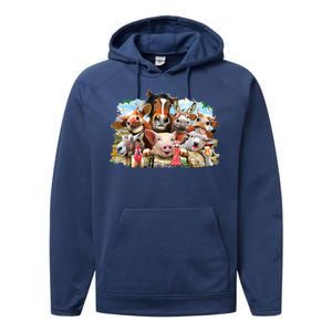 Selfie Farm Animals Funny  Performance Fleece Hoodie