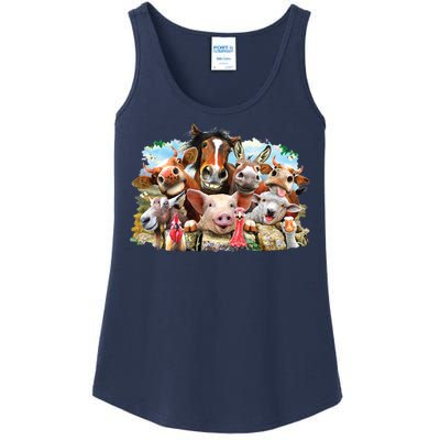 Selfie Farm Animals Funny  Ladies Essential Tank