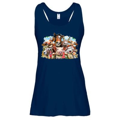 Selfie Farm Animals Funny  Ladies Essential Flowy Tank