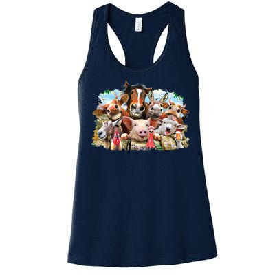 Selfie Farm Animals Funny  Women's Racerback Tank