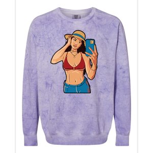 Selfie Girl Colorblast Crewneck Sweatshirt