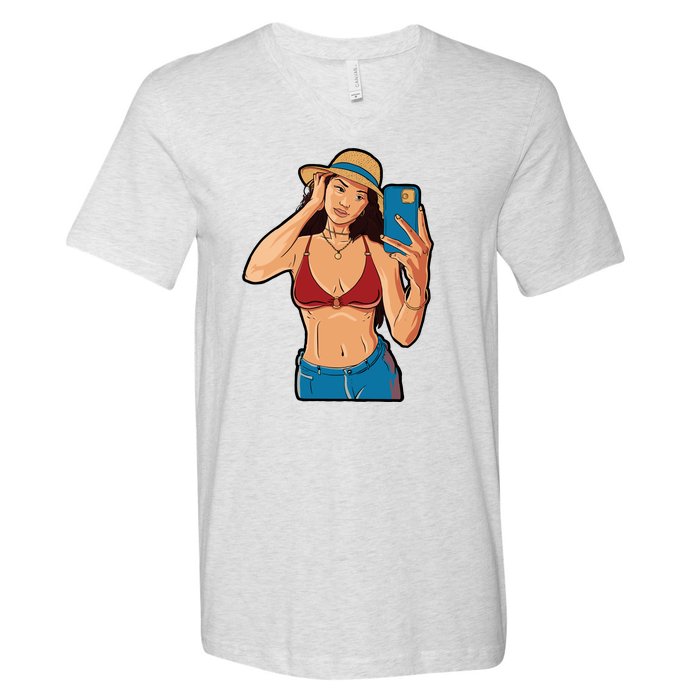 Selfie Girl V-Neck T-Shirt