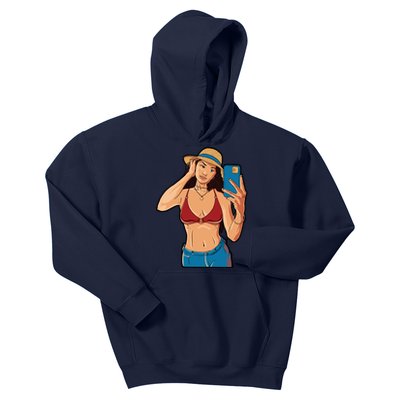 Selfie Girl Kids Hoodie