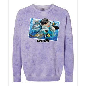 Selfie Ocean Life Sharks Whales  Colorblast Crewneck Sweatshirt