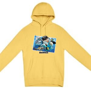 Selfie Ocean Life Sharks Whales  Premium Pullover Hoodie