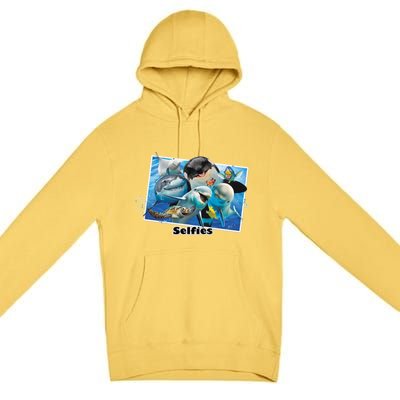 Selfie Ocean Life Sharks Whales  Premium Pullover Hoodie