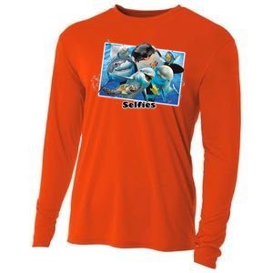 Selfie Ocean Life Sharks Whales  Cooling Performance Long Sleeve Crew