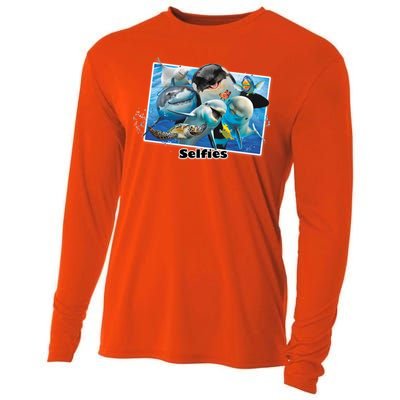 Selfie Ocean Life Sharks Whales  Cooling Performance Long Sleeve Crew