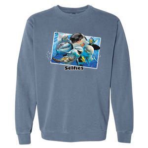 Selfie Ocean Life Sharks Whales  Garment-Dyed Sweatshirt