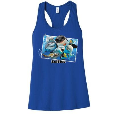 Selfie Ocean Life Sharks Whales  Women's Racerback Tank