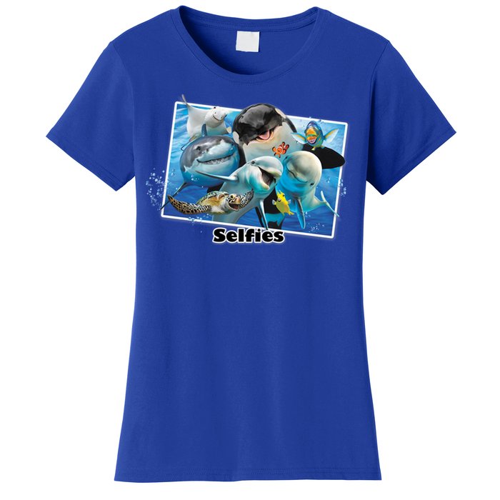 Selfie Ocean Life Sharks Whales  Women's T-Shirt