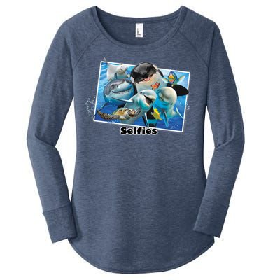 Selfie Ocean Life Sharks Whales  Women's Perfect Tri Tunic Long Sleeve Shirt