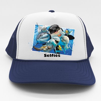 Selfie Ocean Life Sharks Whales  Trucker Hat