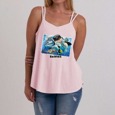 Selfie Ocean Life Sharks Whales  Women's Strappy Tank