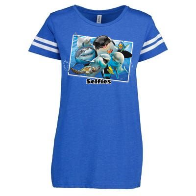 Selfie Ocean Life Sharks Whales  Enza Ladies Jersey Football T-Shirt