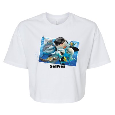 Selfie Ocean Life Sharks Whales  Bella+Canvas Jersey Crop Tee