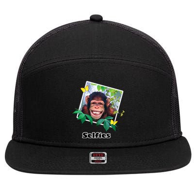 Selfies - Chimp Funny Selfie  7 Panel Mesh Trucker Snapback Hat