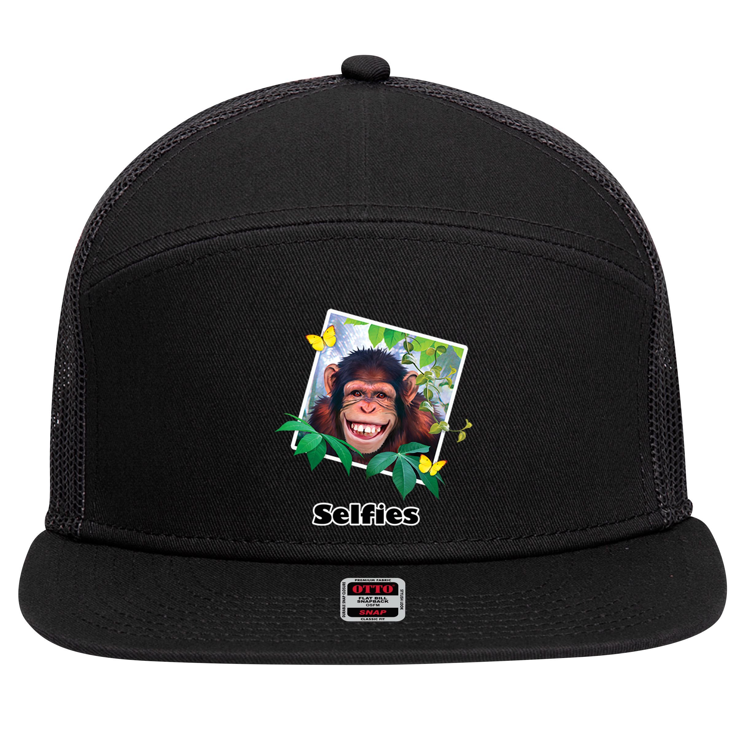 Selfies - Chimp Funny Selfie  7 Panel Mesh Trucker Snapback Hat