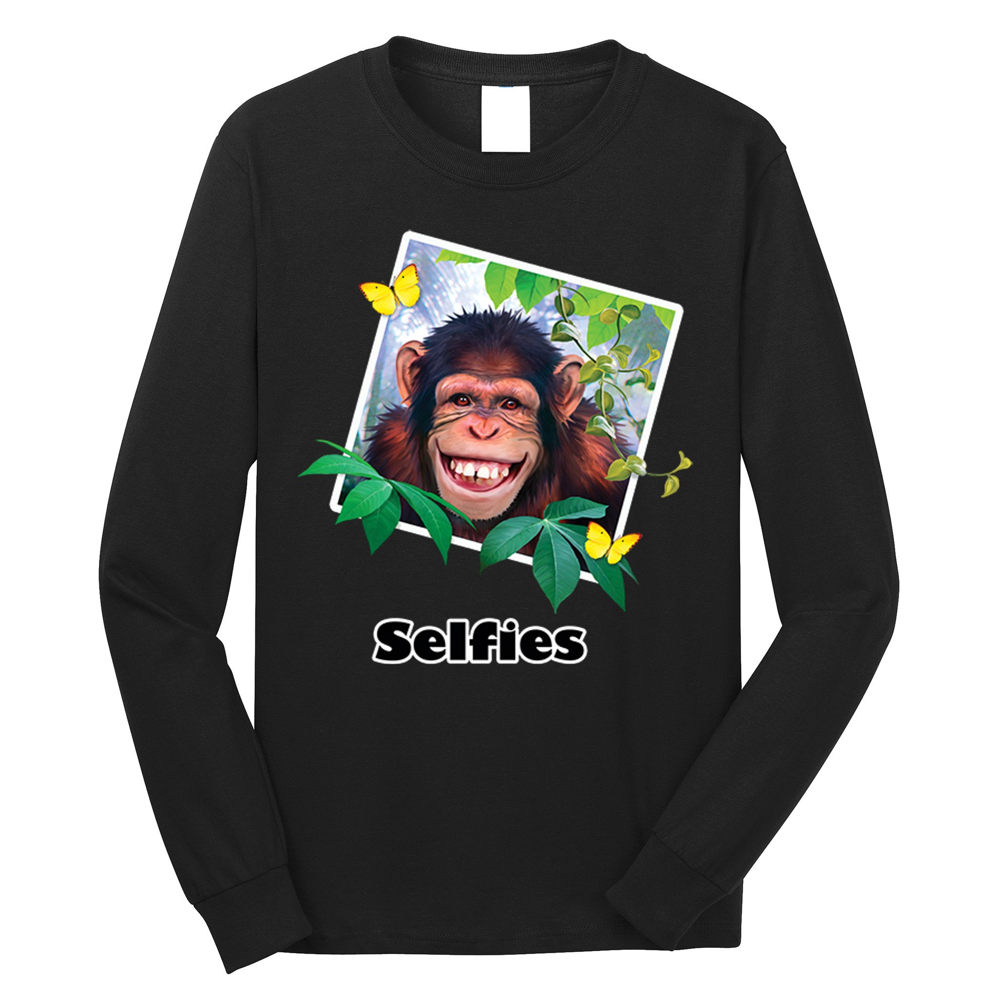 Selfies - Chimp Funny Selfie  Long Sleeve Shirt