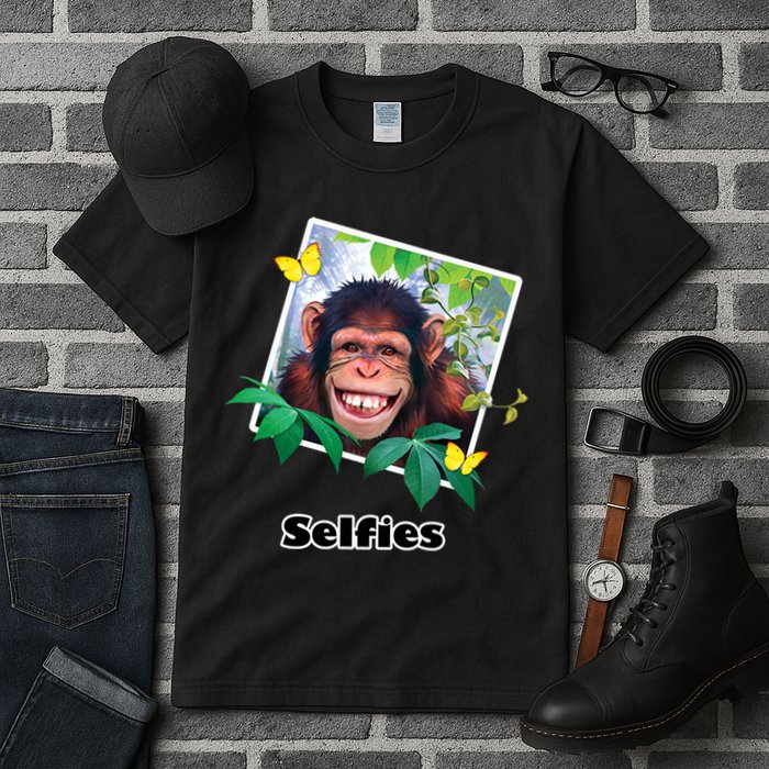 Selfies - Chimp Funny Selfie  Tall T-Shirt