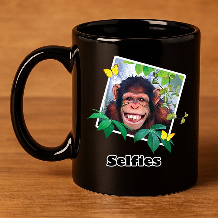 Selfies - Chimp Funny Selfie  11oz C Handle Ceramic Mug