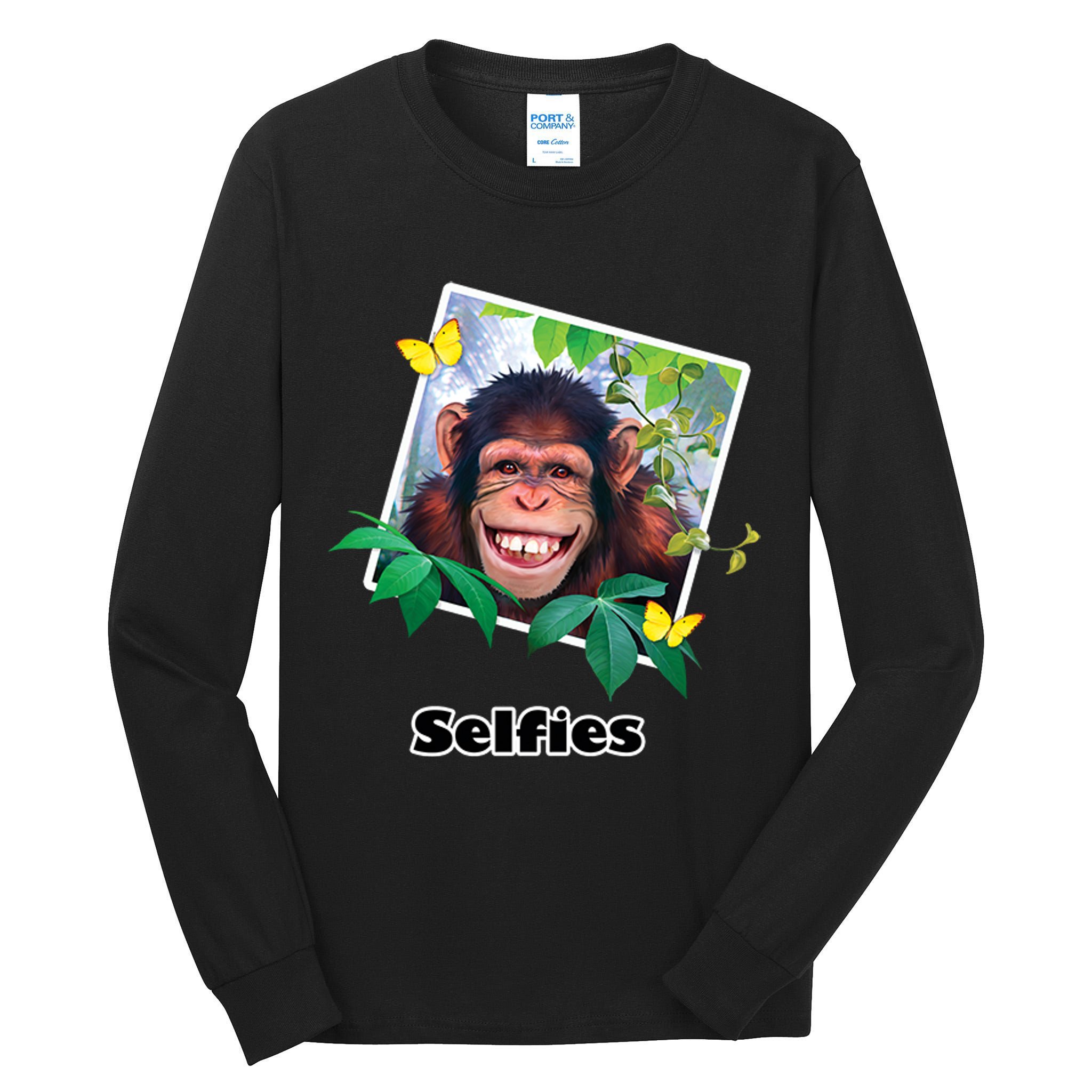 Selfies - Chimp Funny Selfie  Tall Long Sleeve T-Shirt