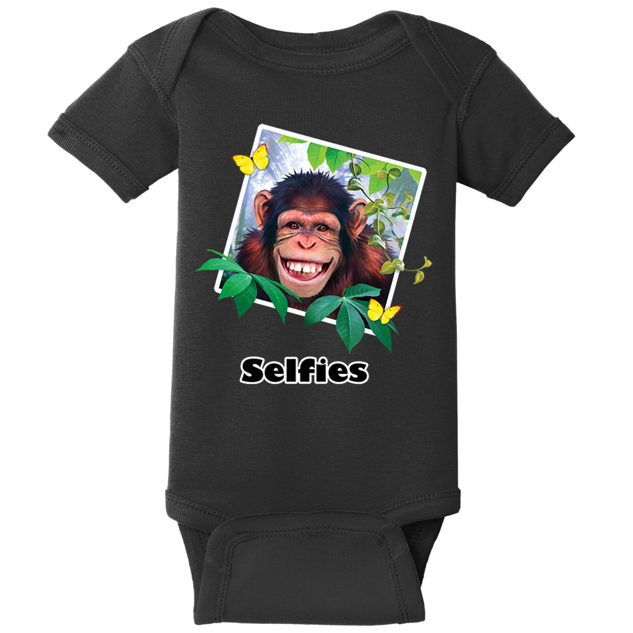Selfies - Chimp Funny Selfie  Baby Bodysuit