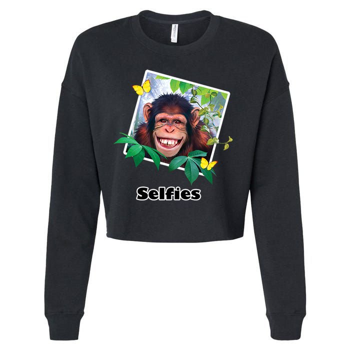 Selfies - Chimp Funny Selfie  Cropped Pullover Crew