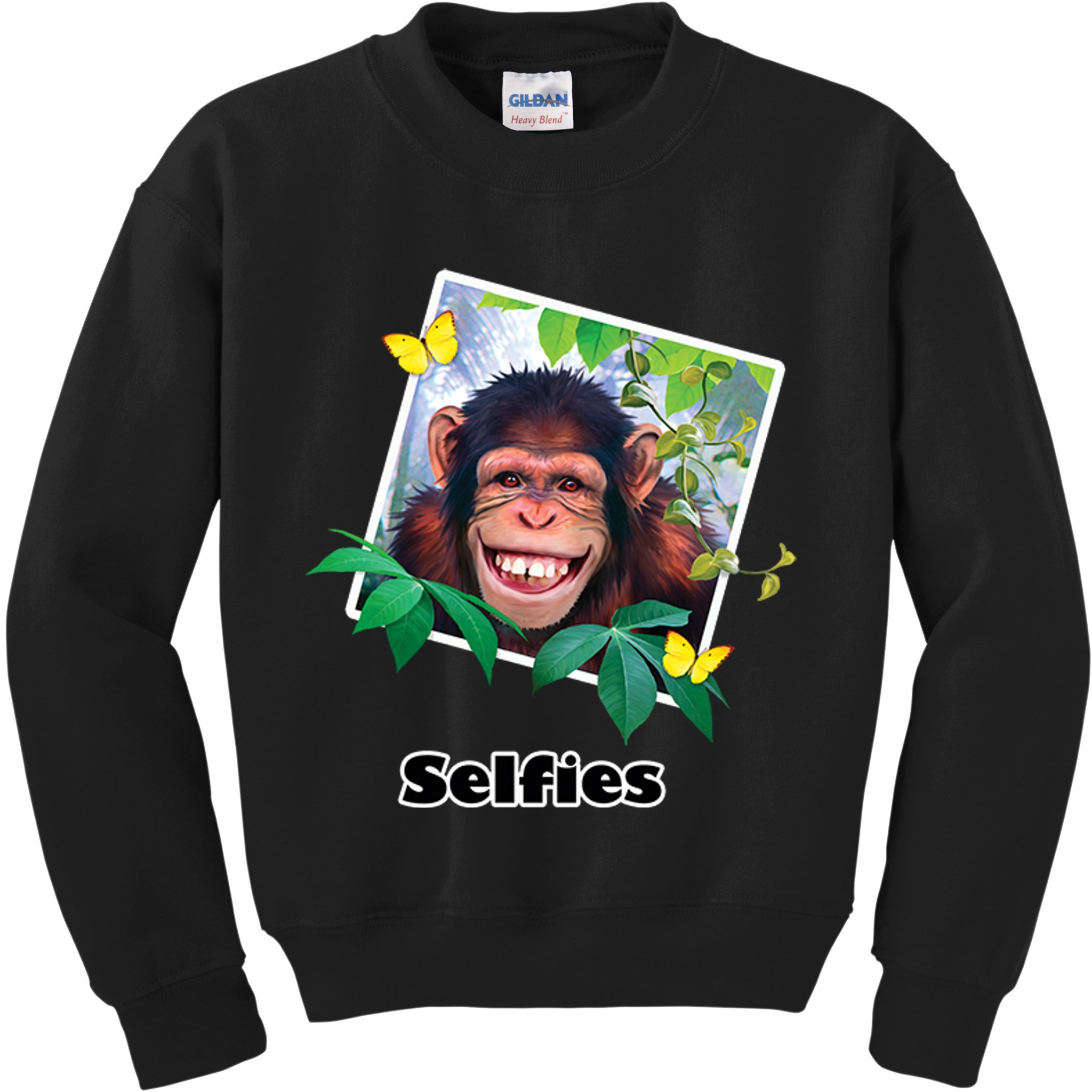 Selfies - Chimp Funny Selfie  Kids Sweatshirt
