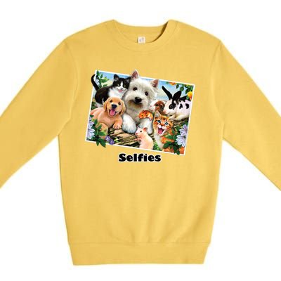 Selfies - Summer Pals Animals Selfie Premium Crewneck Sweatshirt