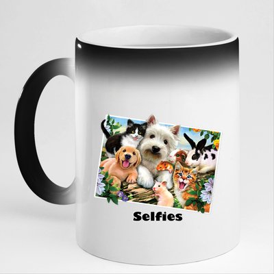 Selfies - Summer Pals Animals Selfie 11oz Black Color Changing Mug