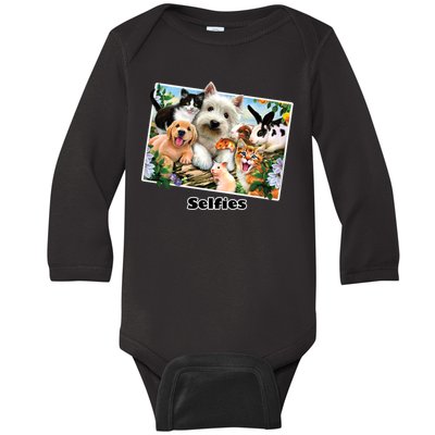 Selfies - Summer Pals Animals Selfie Baby Long Sleeve Bodysuit