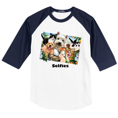 Selfies - Summer Pals Animals Selfie Baseball Sleeve Shirt