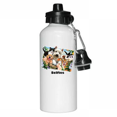 Selfies - Summer Pals Animals Selfie Aluminum Water Bottle