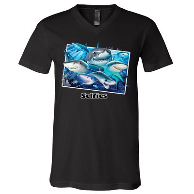 Selfies Shark Selfie V-Neck T-Shirt