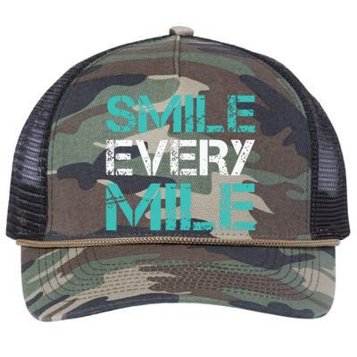 Smile Every Mile Funny Running T Runner Gifts Retro Rope Trucker Hat Cap