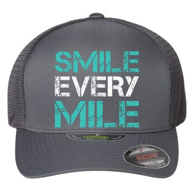 Smile Every Mile Funny Running T Runner Gifts Flexfit Unipanel Trucker Cap