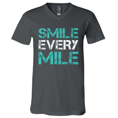 Smile Every Mile Funny Running T Runner Gifts V-Neck T-Shirt