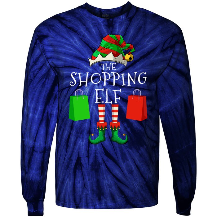 Shopping Elf Matching Family Group Christmas Party Tie-Dye Long Sleeve Shirt