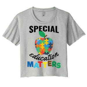 Special Education Matters Autism Awareness Gift Cute Gift Women's Crop Top Tee